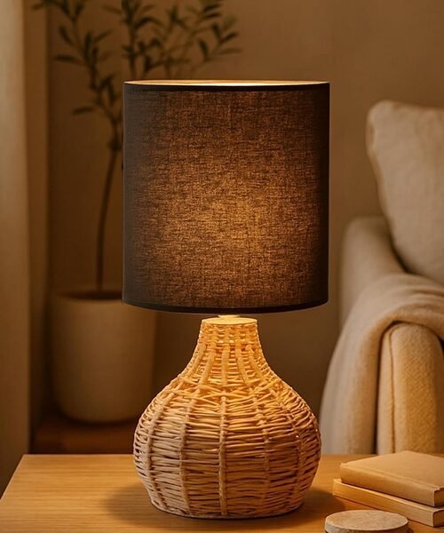 Small Nightstand Table Lamp Black