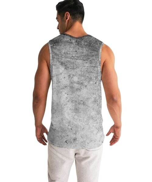 Mens Graphic Tank Top - Black and Gray Grunge Print