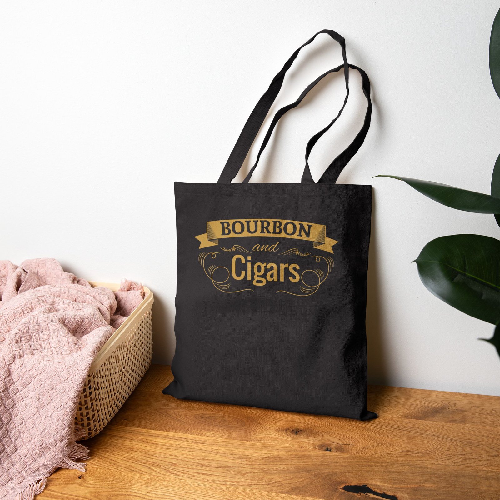 Bourbon and Cigars Tote Bag — Vintage Whiskey & Cigar Canvas Tote - Image 6