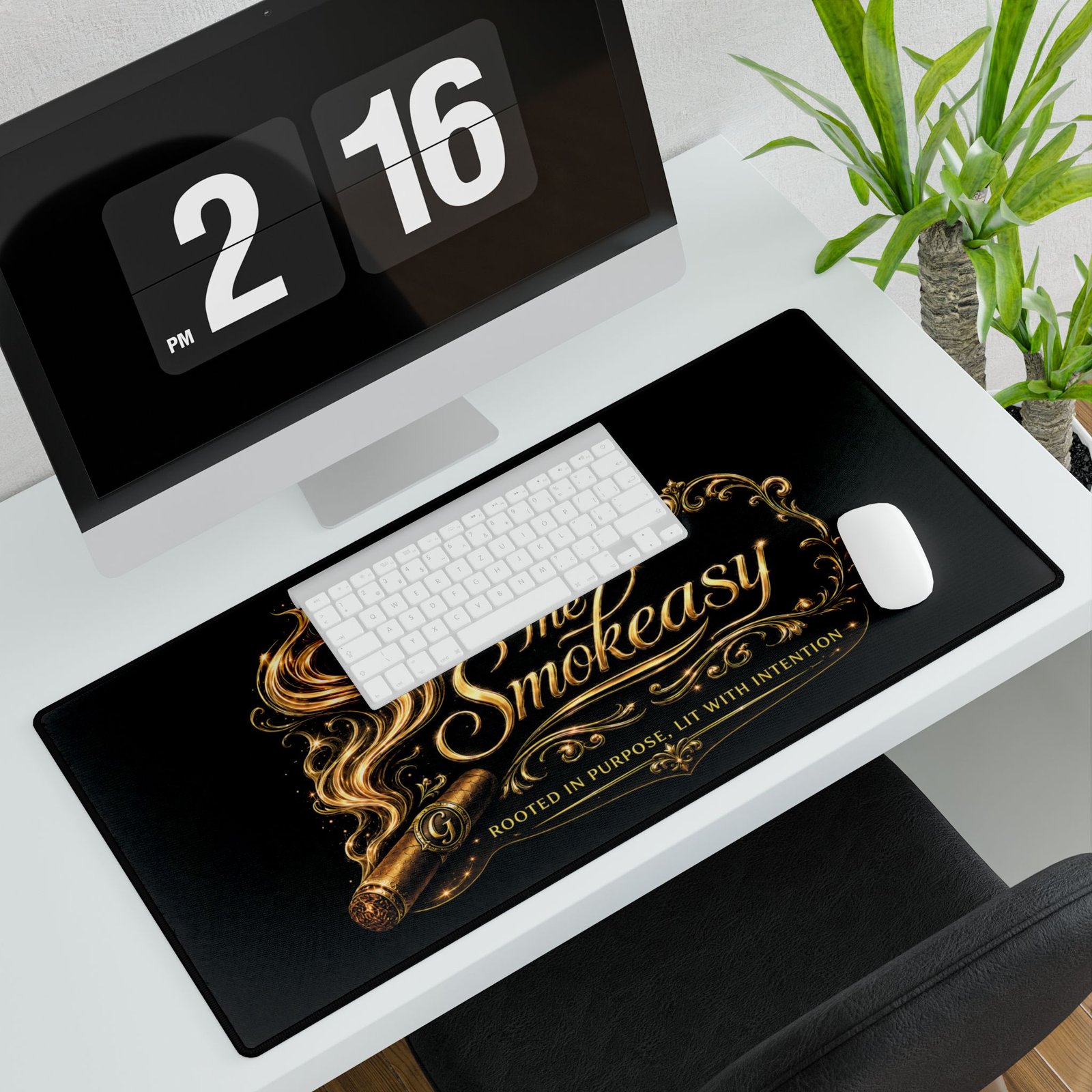 The Smokeasy Gold Cigar Desk Mat — Luxe Smokers' Workspace Pad - Image 2