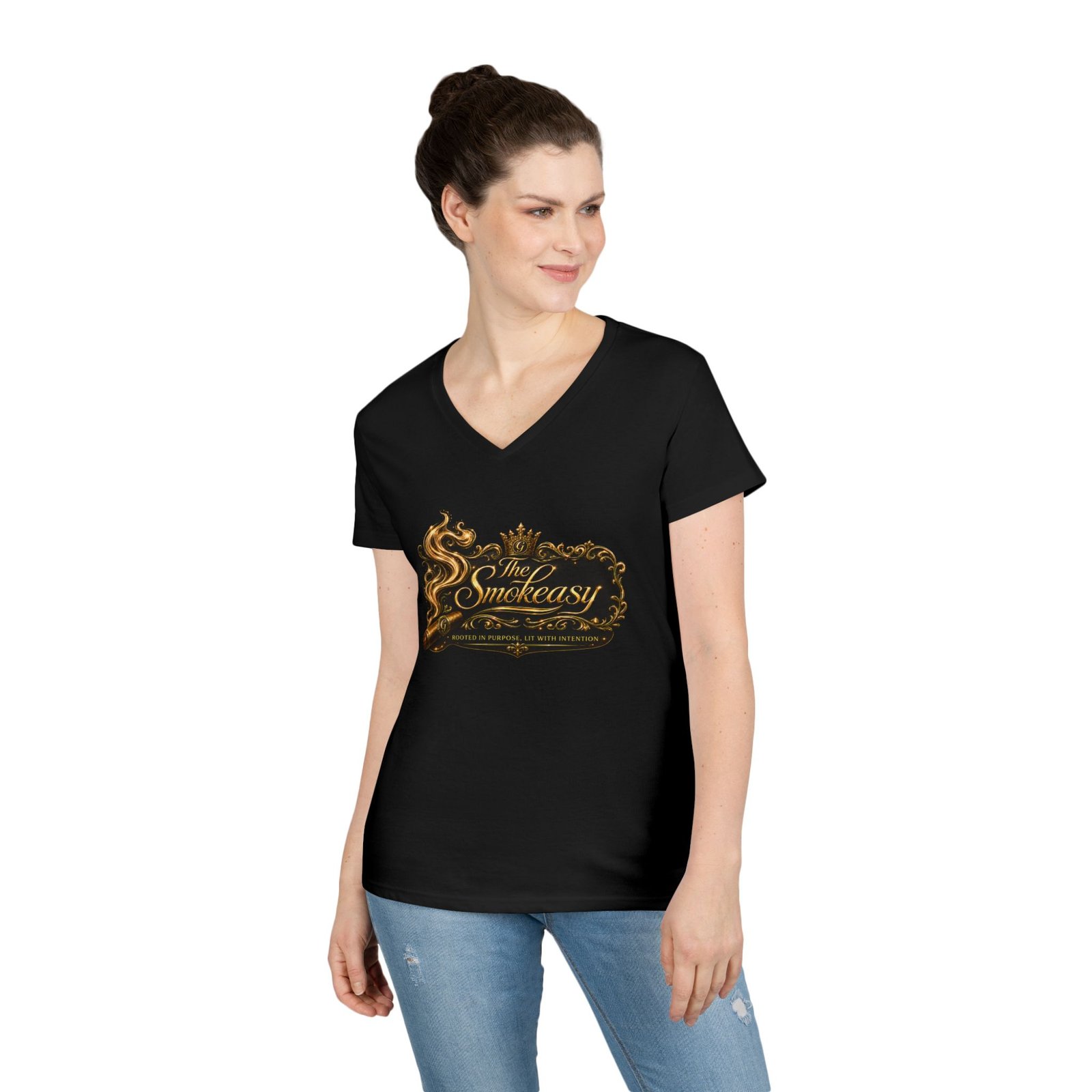 Copy of Hawaii Vintage Floral V-Neck T-Shirt — Island Life 'Aloha' Graphic for Women - Image 3