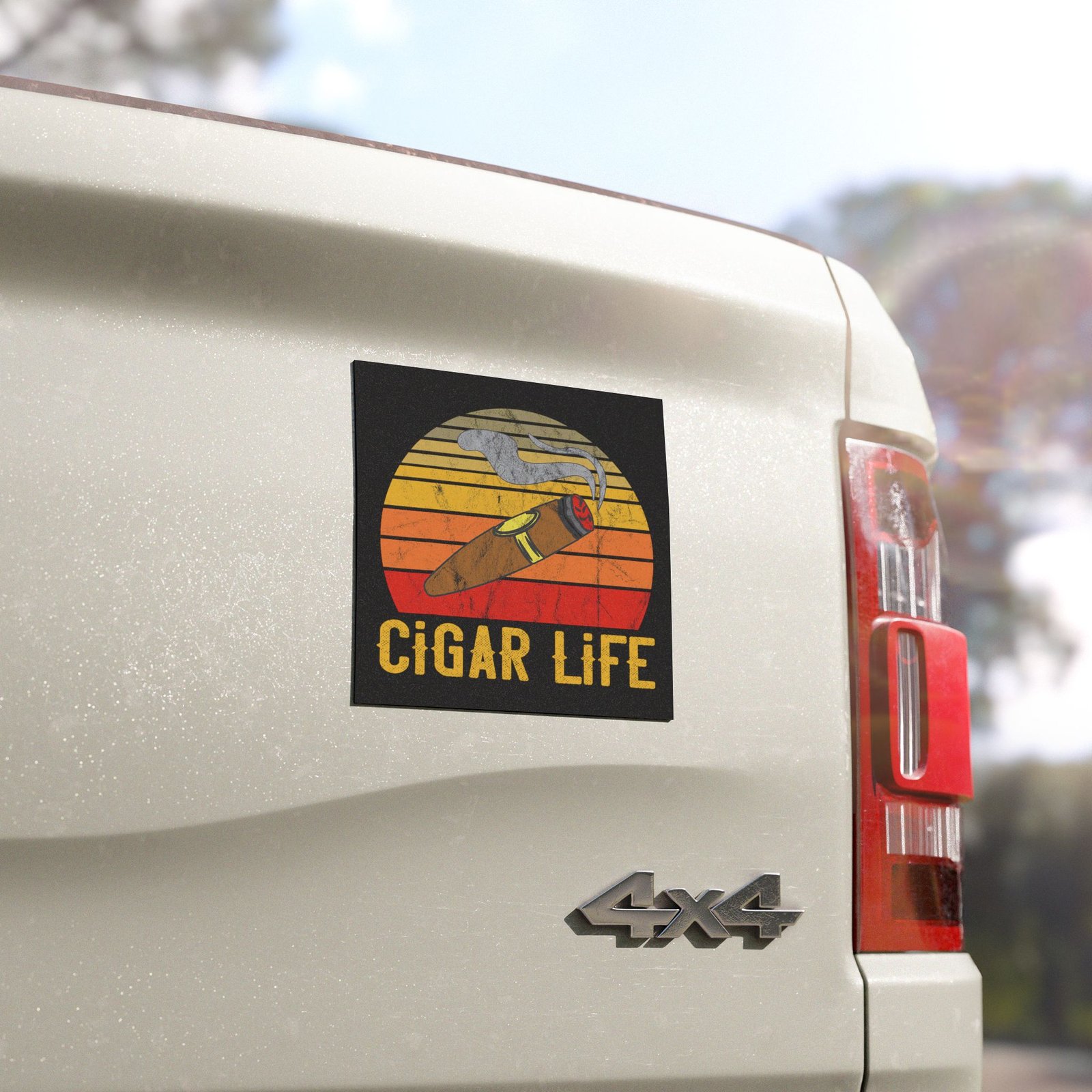 Cigar Life Car Magnet – Retro Sunset Smoking Accessory