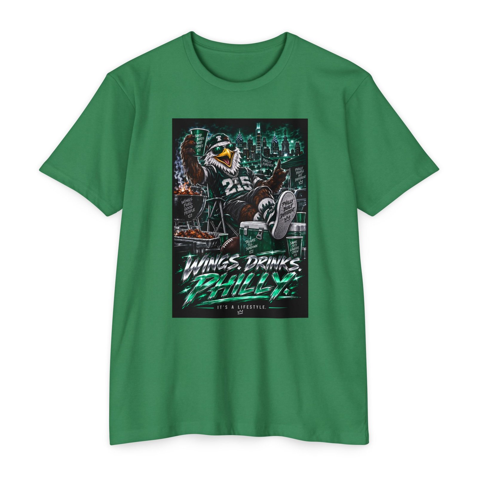 Philadelphia Eagles 'Wings, Drinks & Philly' Fan T-Shirt - Image 2