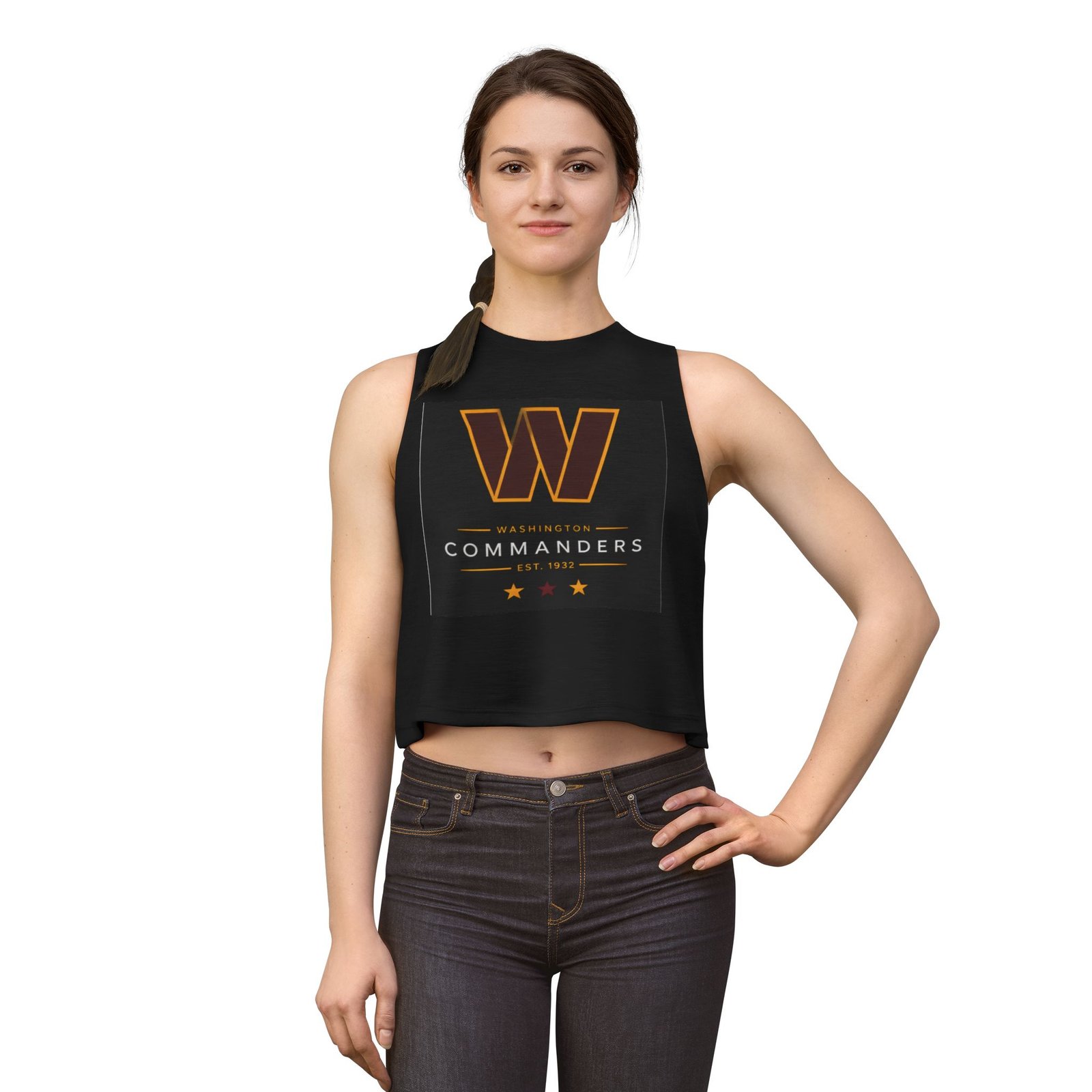 Commanders W Girl Crop Top — Vintage Heart Team Fan Tee - Image 3