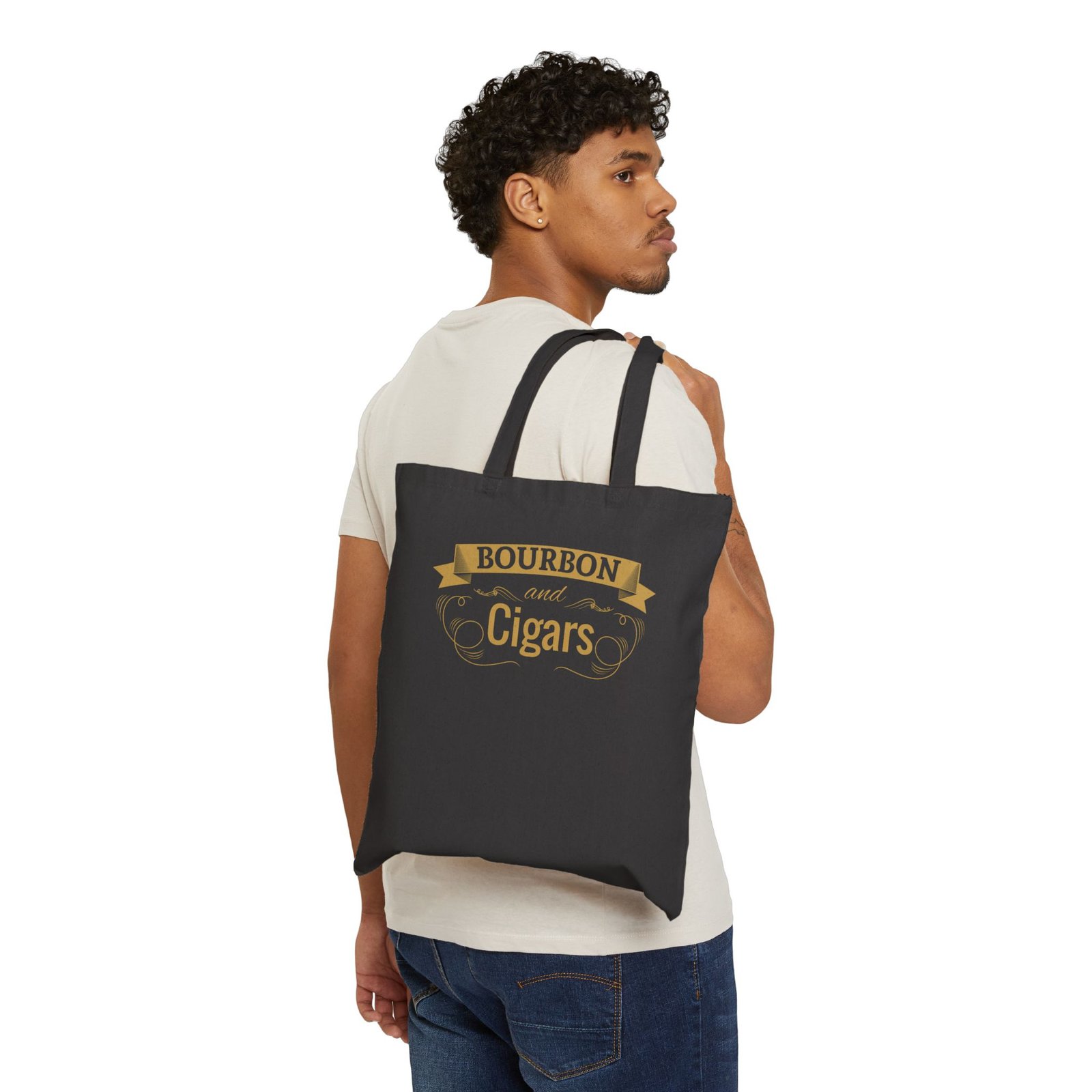 Bourbon and Cigars Tote Bag — Vintage Whiskey & Cigar Canvas Tote - Image 4