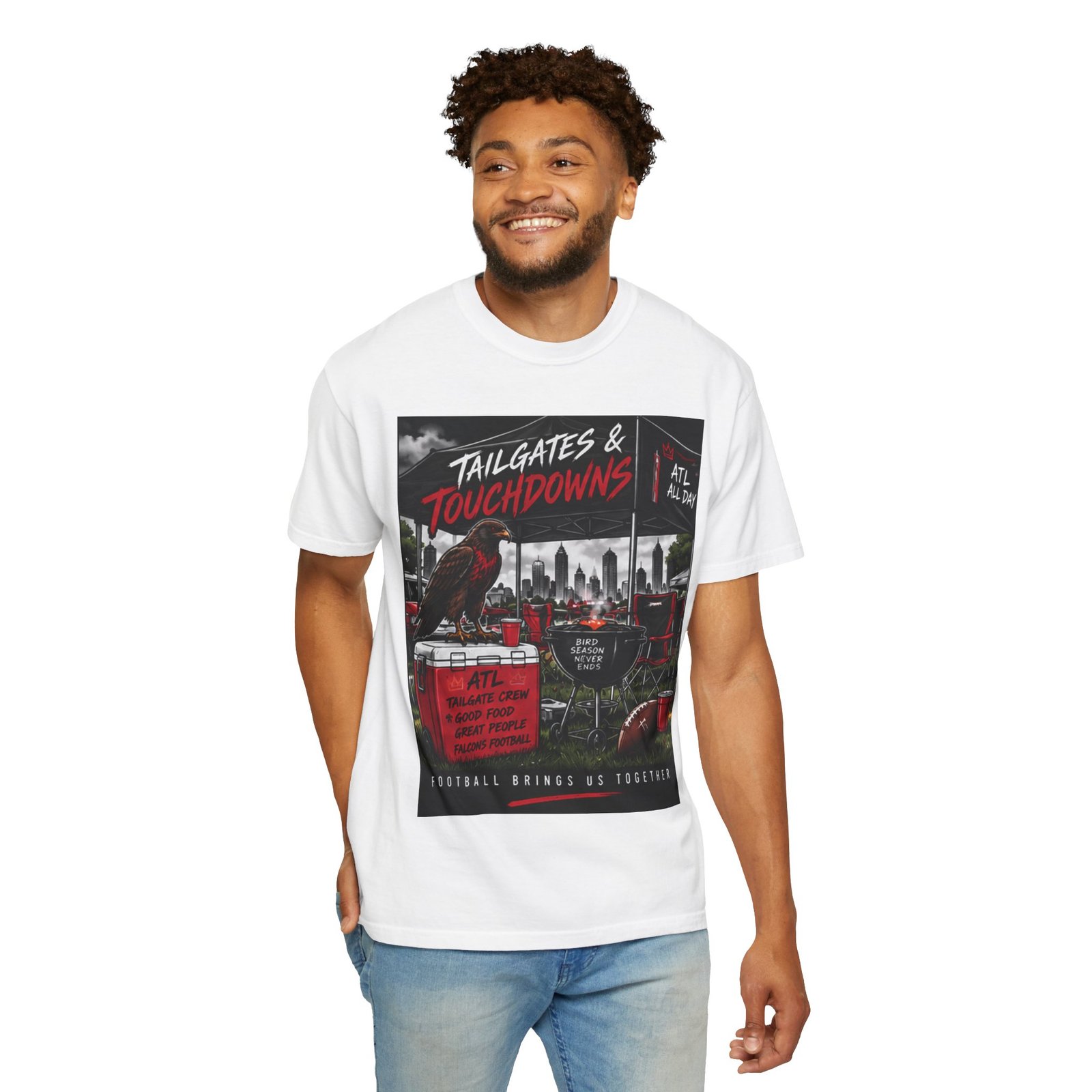 Falcons Tailgate T-Shirt — "Tailgates & Touchdowns" Football Fan Tee