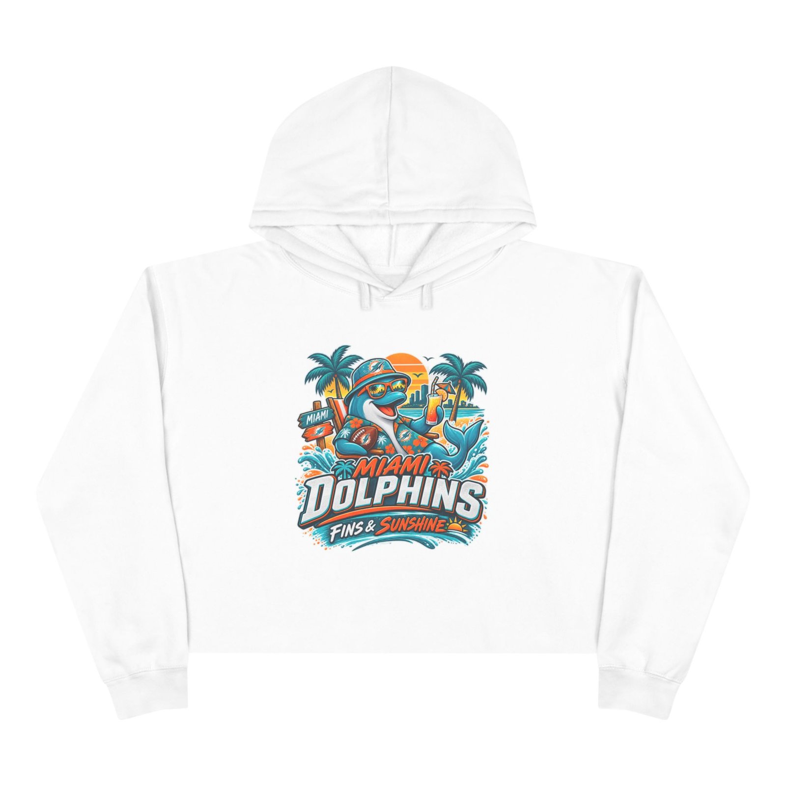 Miami Dolphins Crop Hoodie — Retro Fins & Sunshine Football Hoodie