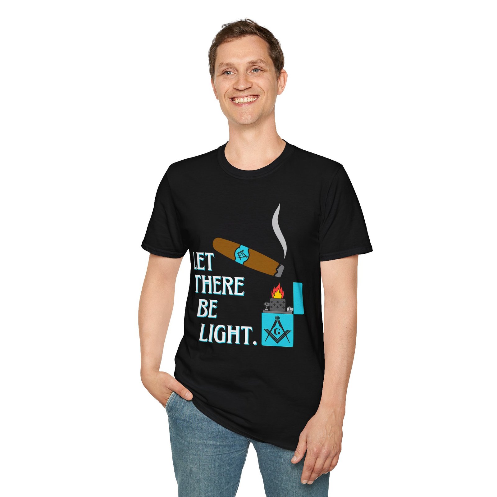 Cigar & Lighter T-Shirt — "Let There Be Light" Casual Graphic Tee