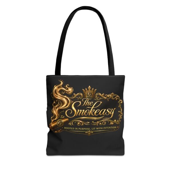 The Smokeasy Gold Emblem Tote Bag — Elegant Smoking Lounge Logo Tote