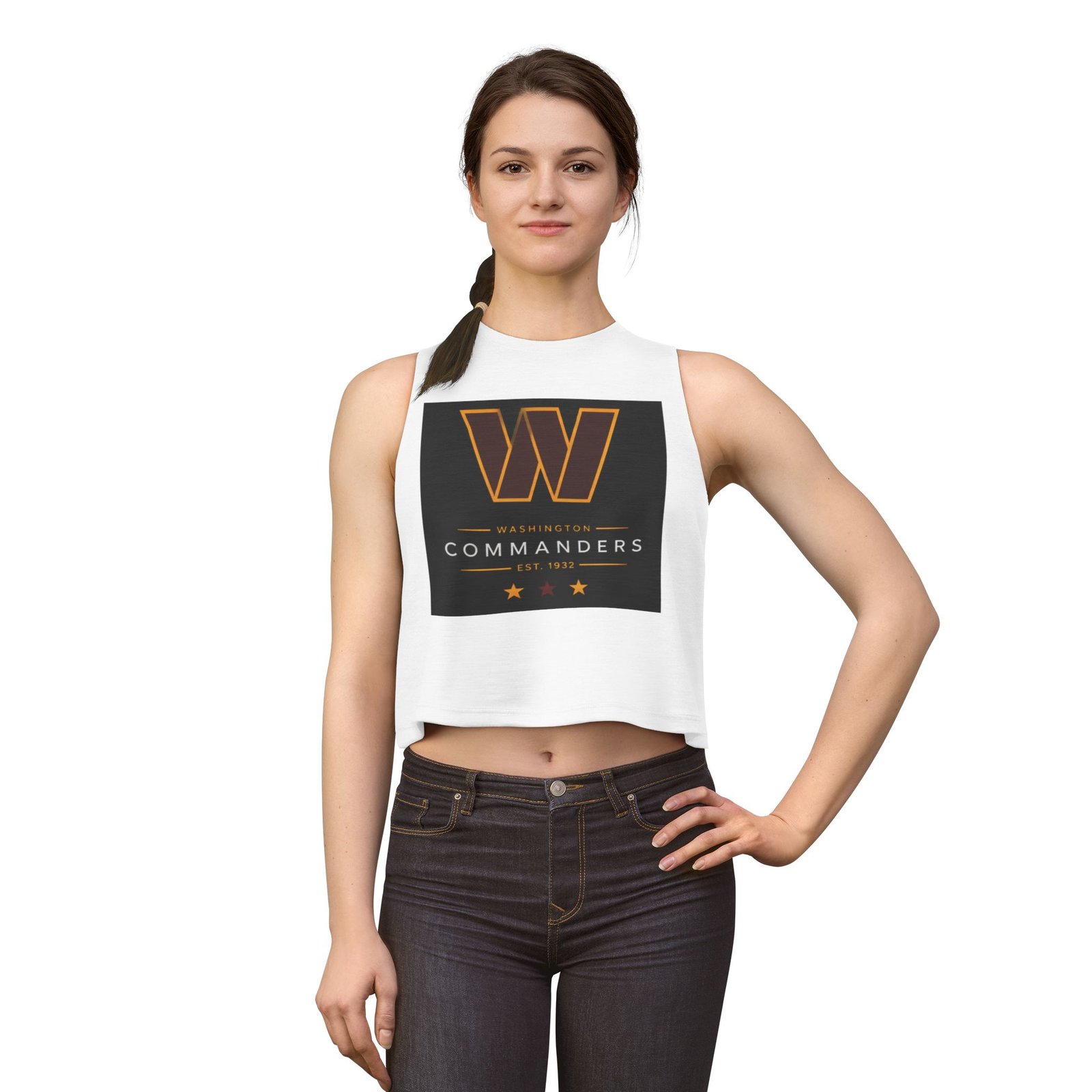 Commanders W Girl Crop Top — Vintage Heart Team Fan Tee - Image 7
