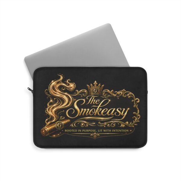 Laptop Sleeve - 'The Smokeasy' Gold Cigar Design, Rooted in Purpose Laptop Sleeve
