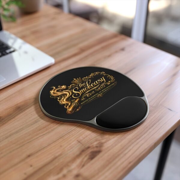 SmokEasy Gold Cigar Logo Mouse Pad with Wrist Rest
